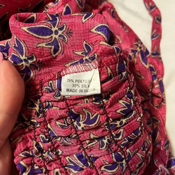 NEW Silk Summer Dress Maxi Gorgeous Full Skirt Pink Purple Floral NEW - Picture 13 of 13